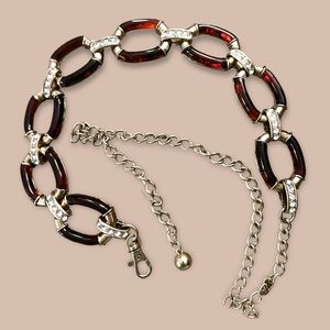 Vintage tortoiseshell rhinestone gold chain belt beautiful